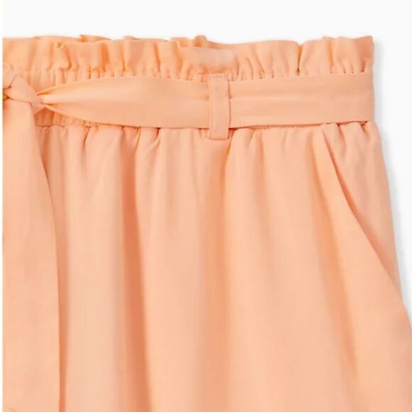 4X 26W Peach Paperbag Waist Mid Shorts Lined Light - Picture 3 of 11
